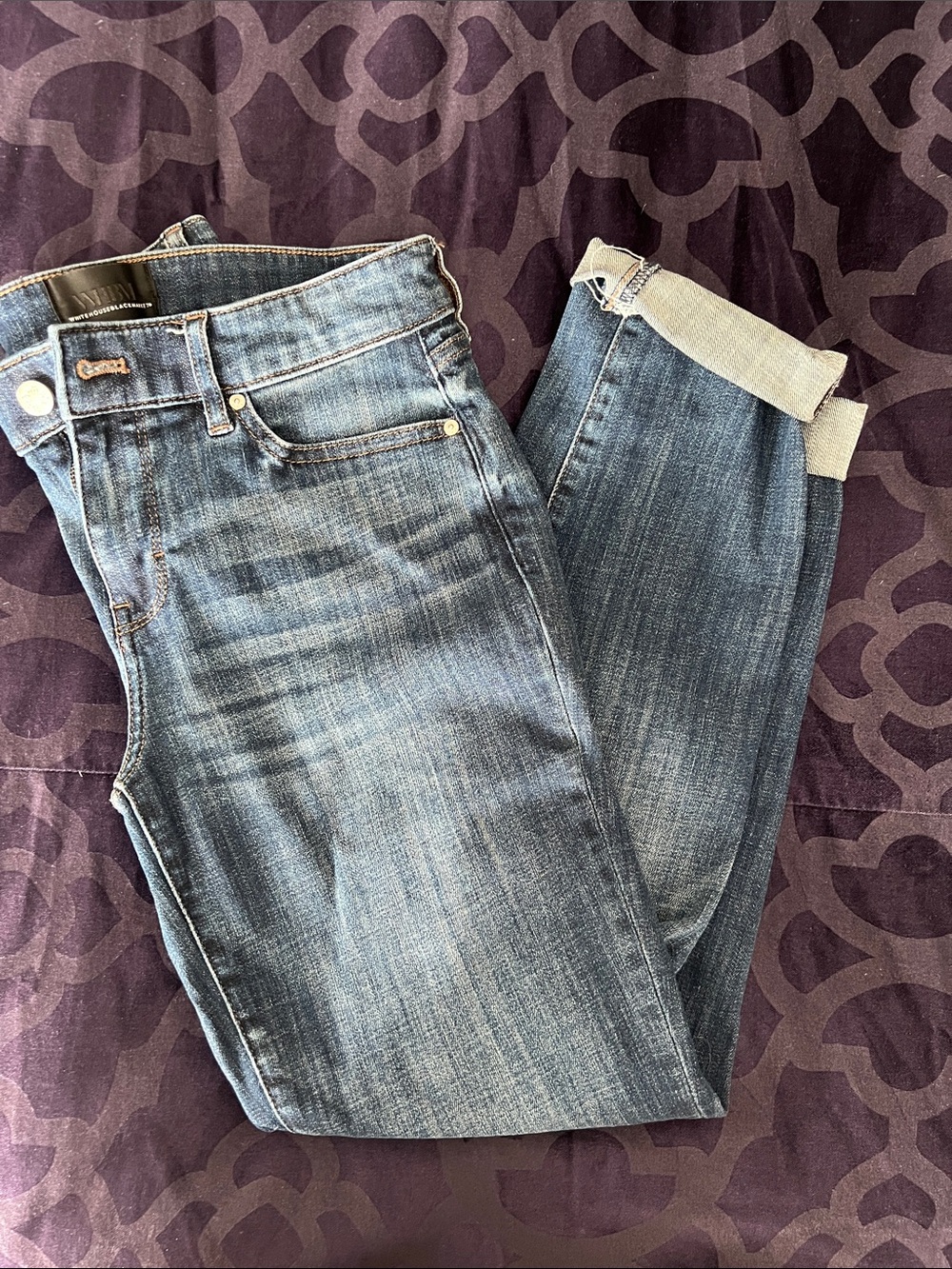 White House Black Market Mid-Rise Girlfriend Mid Rise Denim Jeans in Blue Sz 2